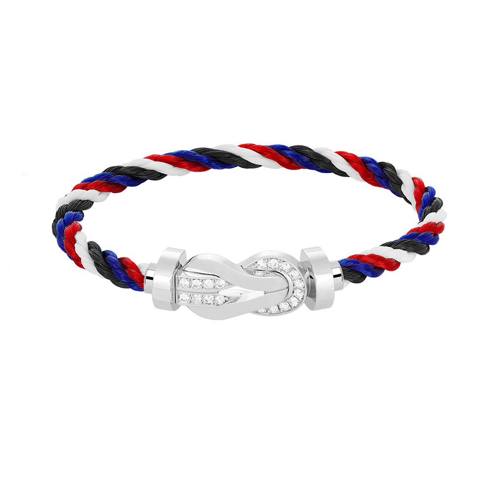¡®Star¡¯CHANCE LARGE 8 FIGURE BUCKLE HALF DIAMOND BRACELET SILVER