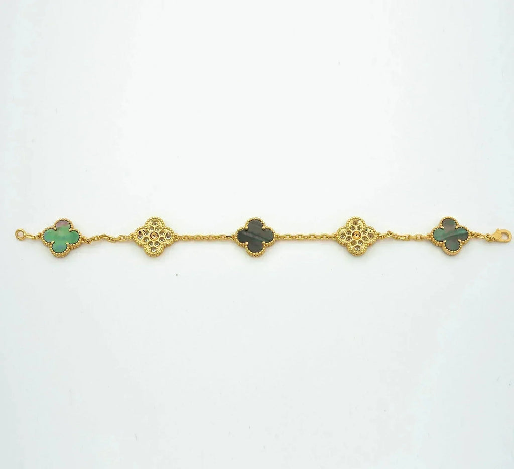 [Star]New CLOVER 5 MOTIF GRAY MOP BRACELET COLLECTION
