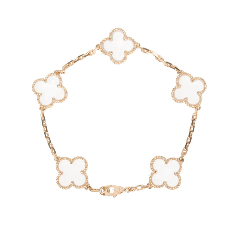 [Star]New CLOVER 5 MOTIF ROCK CRYSTAL BRACELET