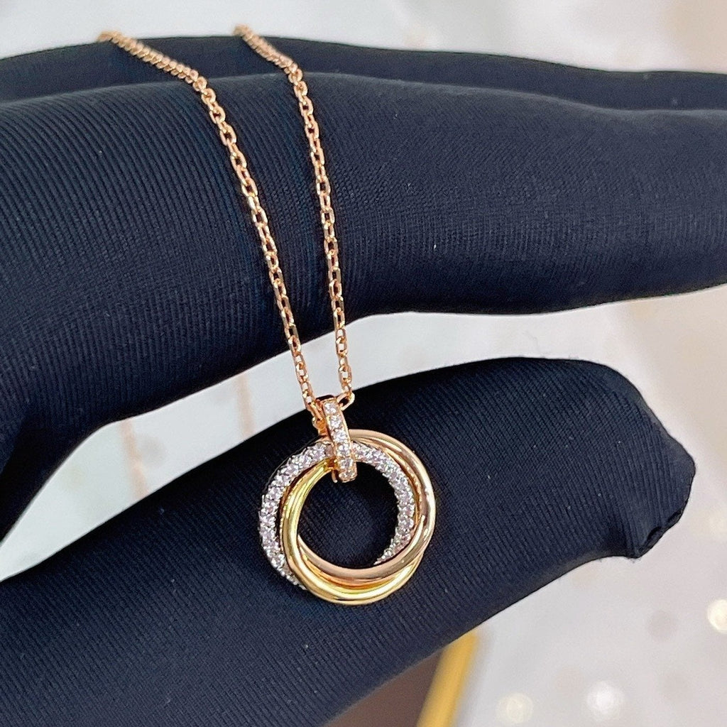 ¡®Star¡¯TRINITY NECKLACE SILVER GOLD PINK GOLD DIAMONDS