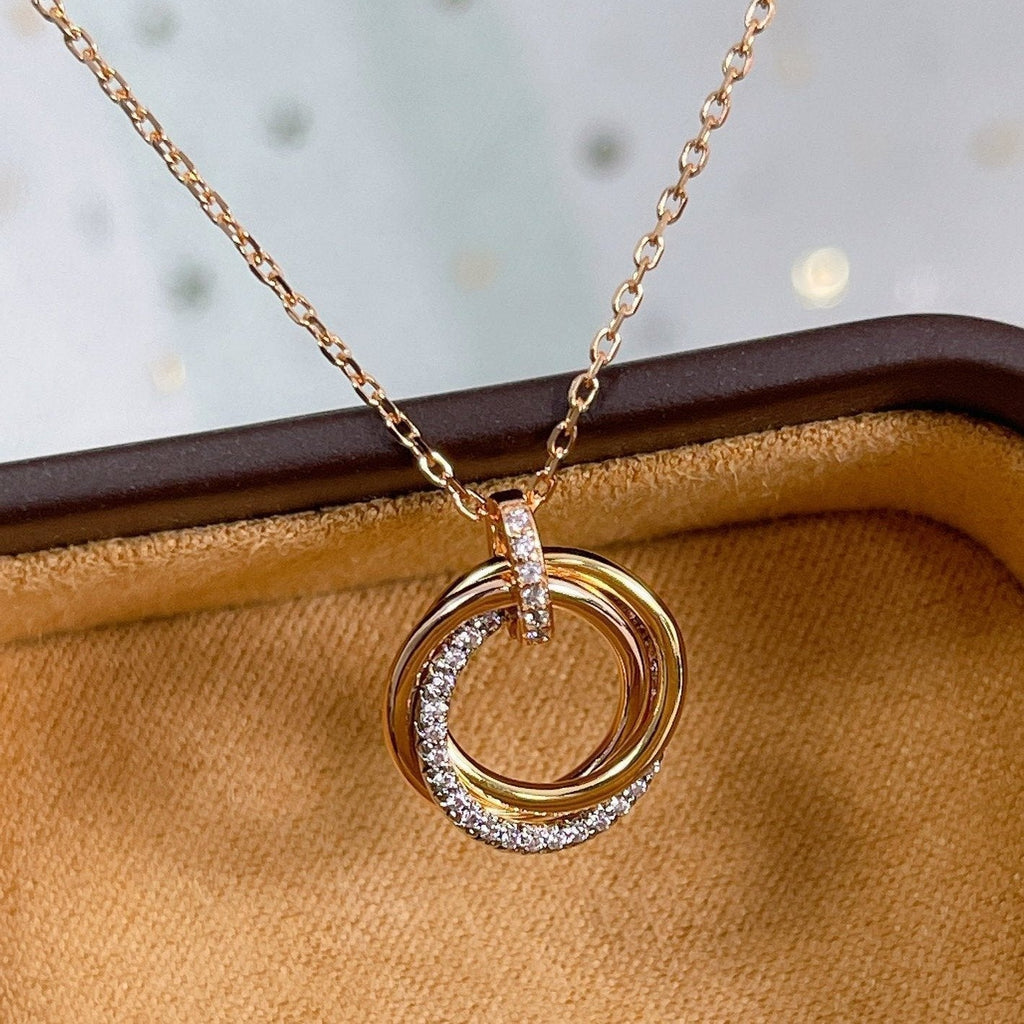 ¡®Star¡¯TRINITY NECKLACE SILVER GOLD PINK GOLD DIAMONDS
