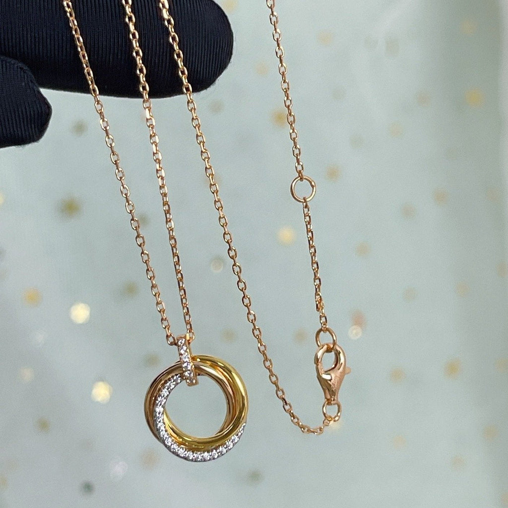 ¡®Star¡¯TRINITY NECKLACE SILVER GOLD PINK GOLD DIAMONDS