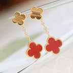 ¡®Star¡¯CLOVER  2 MOTIF  TIGER EYE CARNELIAN EARRINGS