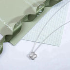¡®Star¡¯CLOVER  15MM DIAMOND LASER NECKLACE SILVER