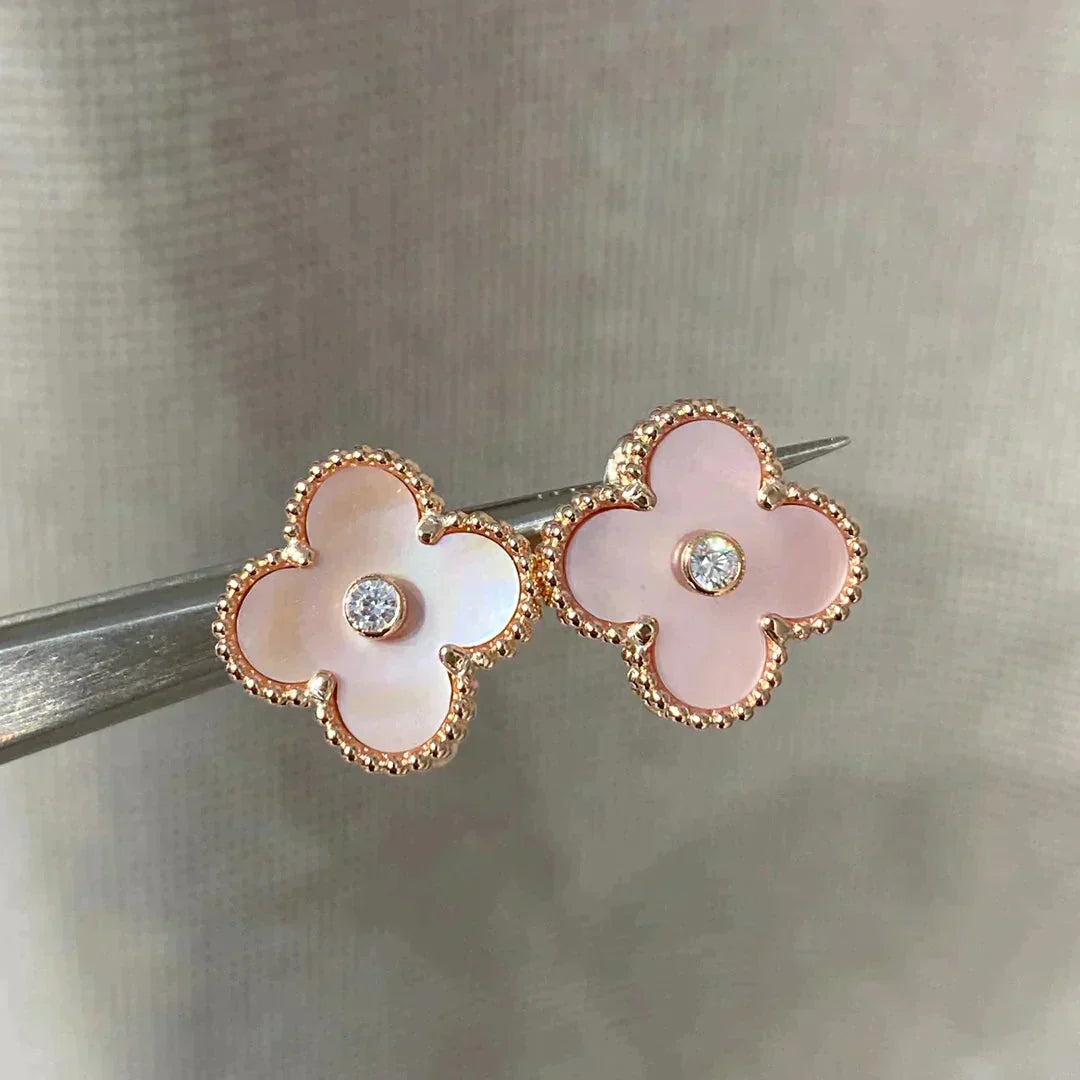 ¡®Star¡¯CLOVER MEDIUM 1 MOTIFS  PINK MOP DIAMOND EARRINGS