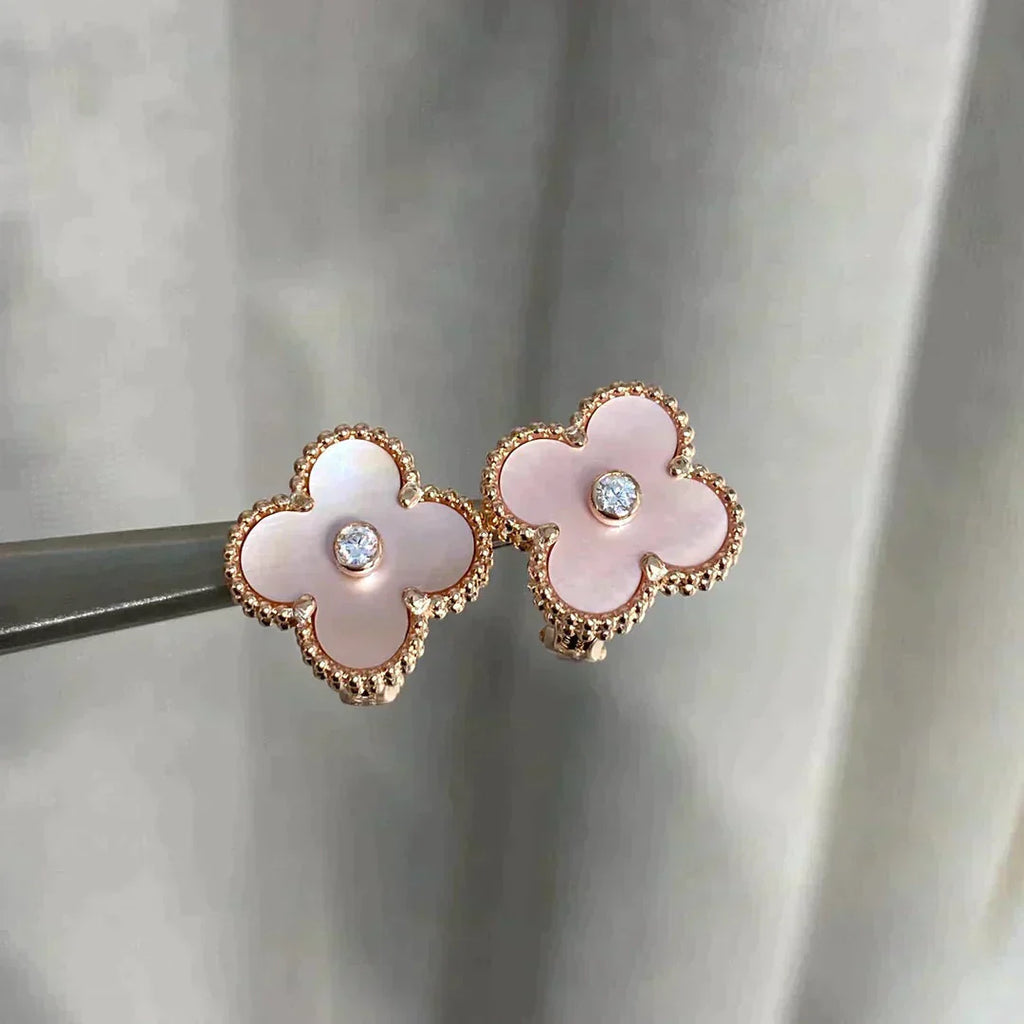 ¡®Star¡¯CLOVER MEDIUM 1 MOTIFS  PINK MOP DIAMOND EARRINGS