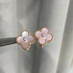 ¡®Star¡¯CLOVER MEDIUM 1 MOTIFS  PINK MOP DIAMOND EARRINGS