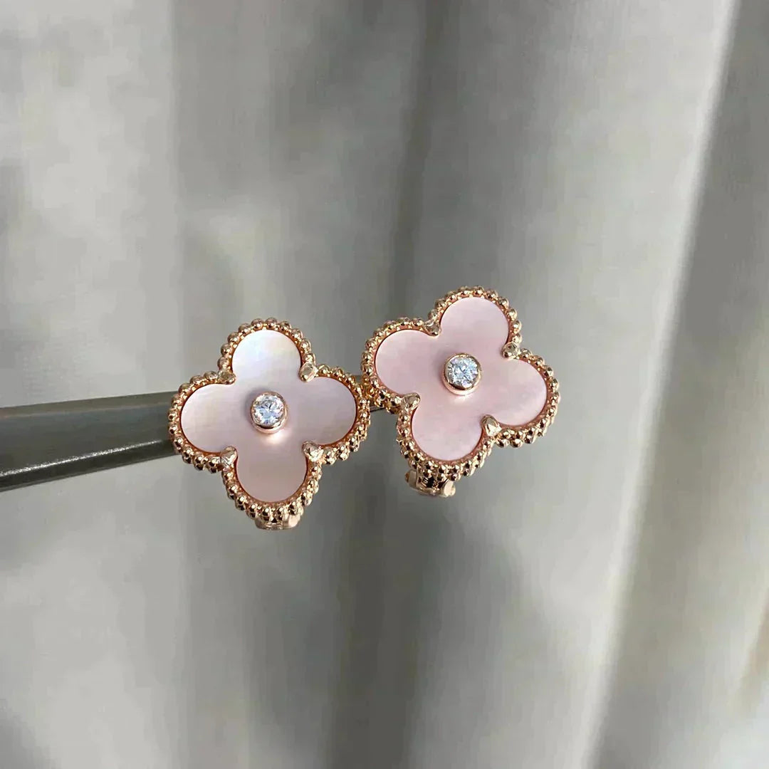 ¡®Star¡¯CLOVER MEDIUM 1 MOTIFS  PINK MOP DIAMOND EARRINGS