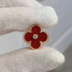 ¡®Star¡¯CLOVER MEDIUM 1 MOTIFS CARNELIAN  DIAMOND earrings