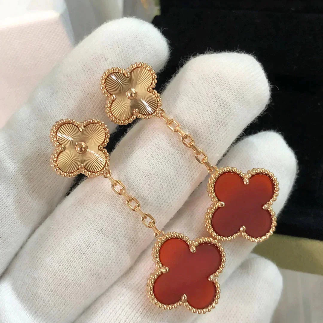 ¡®Star¡¯CLOVER 2 MOTIF  LASER CARNELIAN EARRINGS