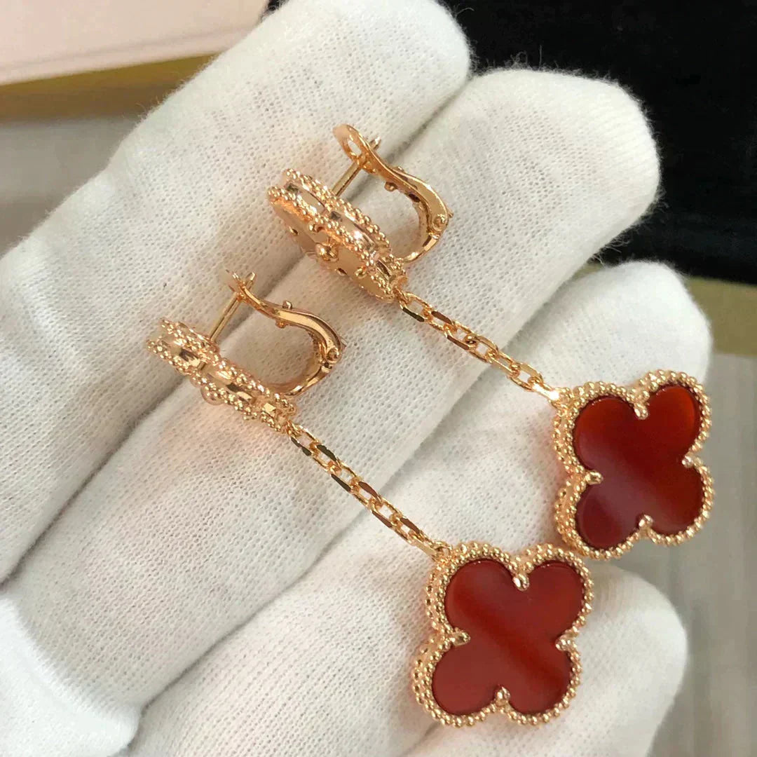¡®Star¡¯CLOVER 2 MOTIF  LASER CARNELIAN EARRINGS