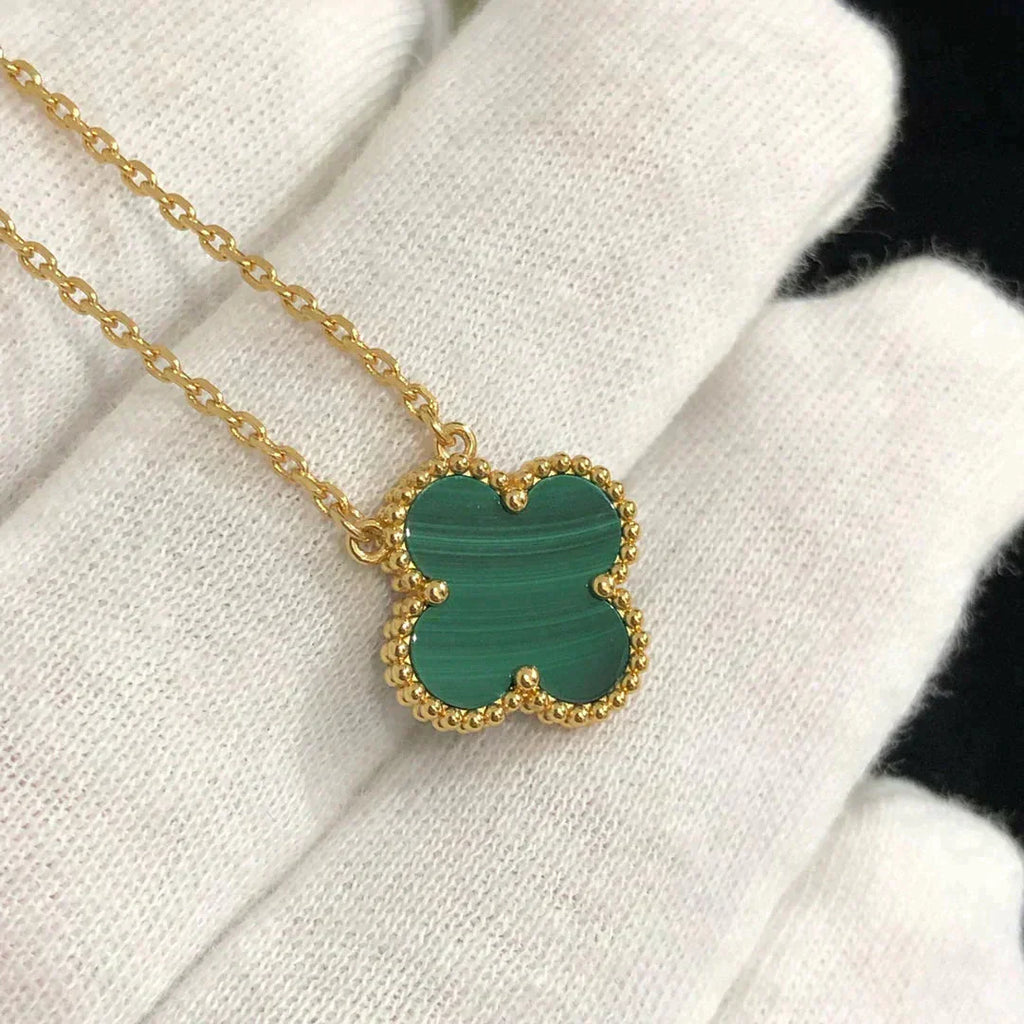 ¡®Star¡¯CLOVER 15MM MALACHITE SINGLE FLOWER  NECKLACE