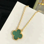¡®Star¡¯CLOVER 15MM MALACHITE SINGLE FLOWER  NECKLACE