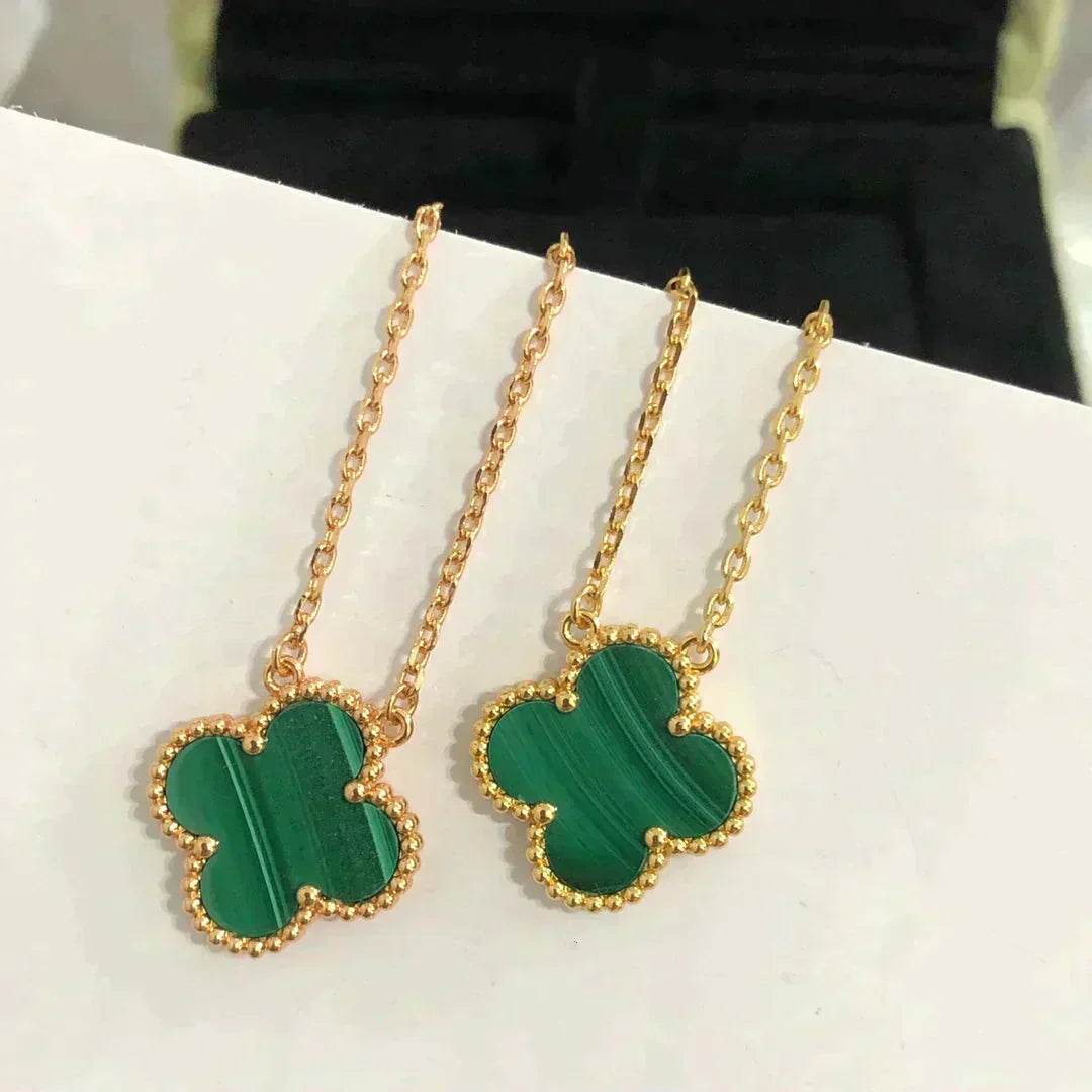 ¡®Star¡¯CLOVER 15MM MALACHITE SINGLE FLOWER  NECKLACE