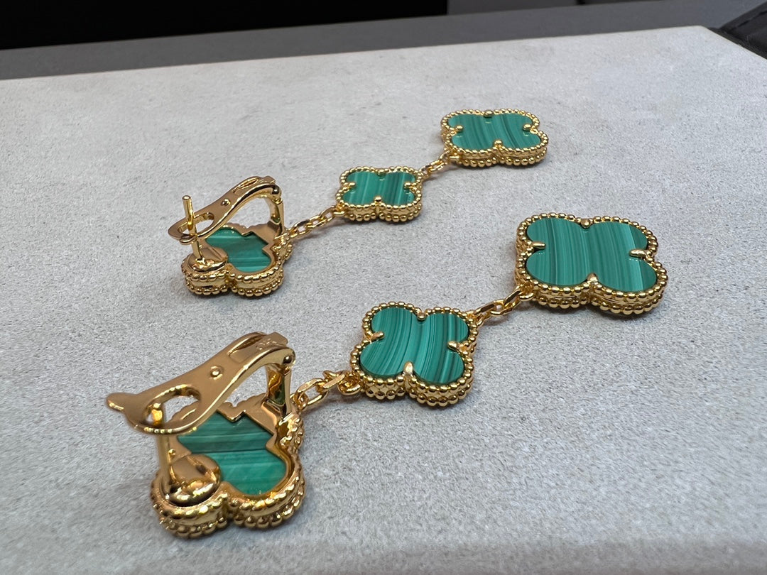¡®Star¡¯CLOVER MALACHITE 3 MOTIFS GOLD