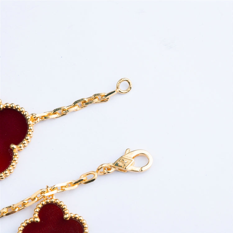 ¡®Star¡¯CLOVER BRACELET 5 MOTIFS CARNELIAN TIGER EYE