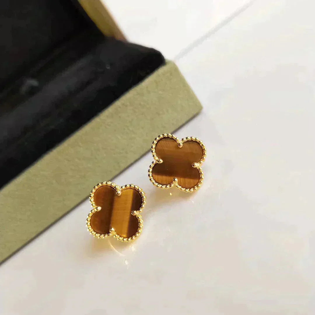 ¡®Star¡¯CLOVER MEDIUM 1 MOTIFS TIGER EYE EARRINGS
