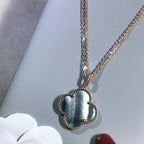 ¡®Star¡¯CLOVER 25MM GOLD DARK MOP BIG CLOVER NECKLACE