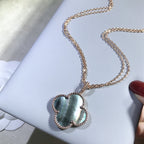 ¡®Star¡¯CLOVER 25MM GOLD DARK MOP BIG CLOVER NECKLACE