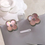 ¡®Star¡¯CLOVER MEDIUM 1 MOTIFS  PINK MOP DIAMOND EARRINGS