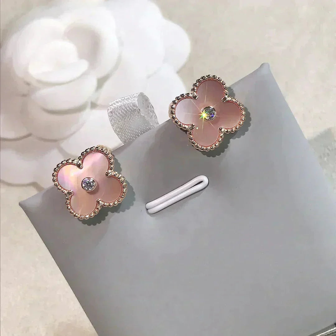 ¡®Star¡¯CLOVER MEDIUM 1 MOTIFS  PINK MOP DIAMOND EARRINGS