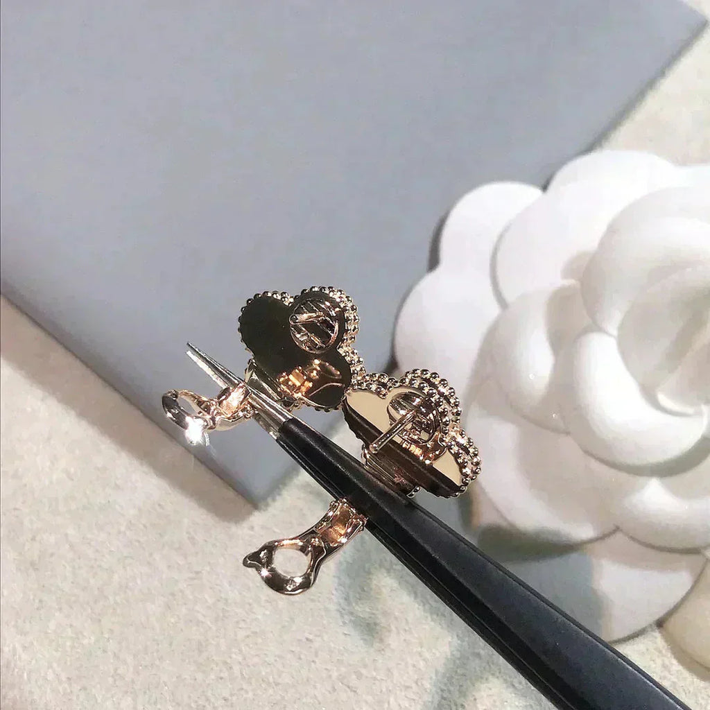 ¡®Star¡¯CLOVER MEDIUM 1 MOTIFS  PINK MOP DIAMOND EARRINGS