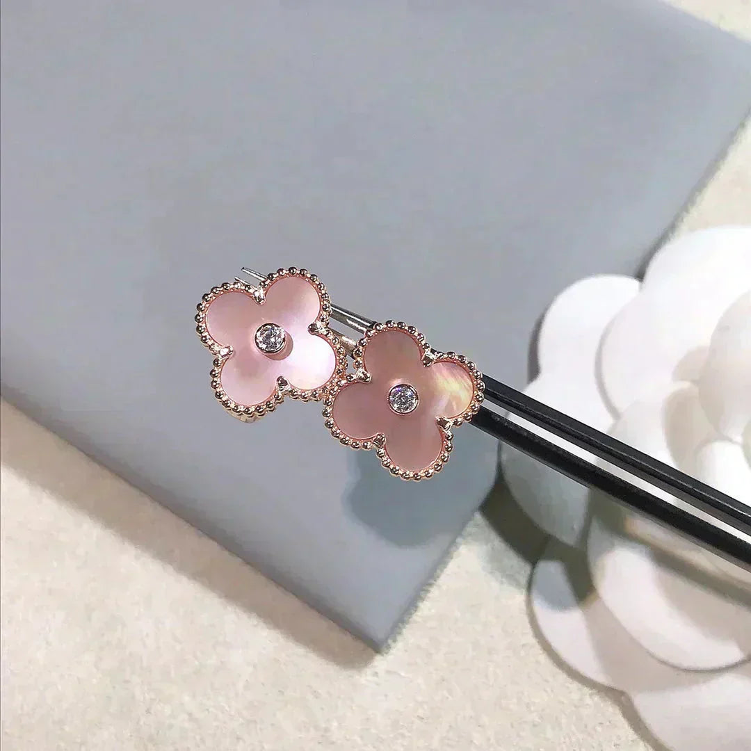 ¡®Star¡¯CLOVER MEDIUM 1 MOTIFS  PINK MOP DIAMOND EARRINGS