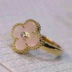 ¡®Star¡¯CLOVER PINK MOP RING GOLD DIAMOND