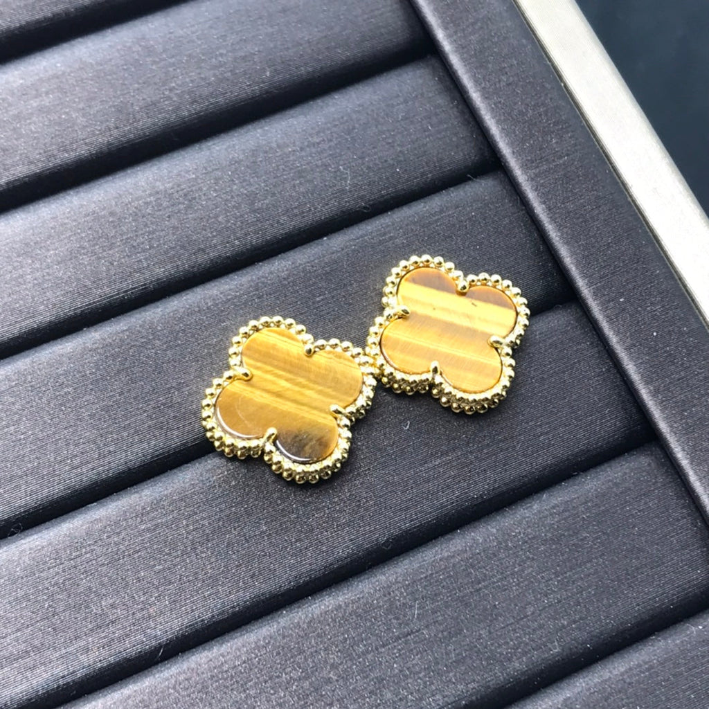 ¡®Star¡¯CLOVER MEDIUM 1 MOTIFS TIGER EYE EARRINGS