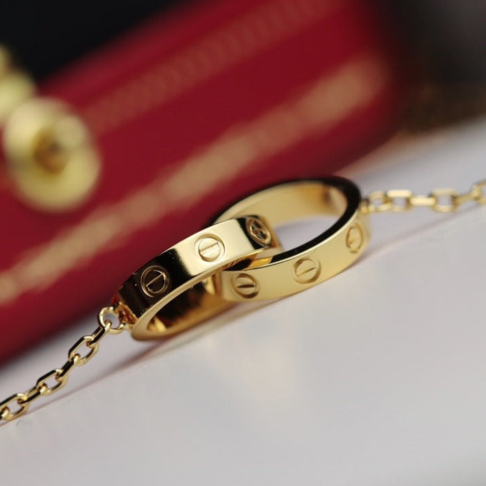 ¡®Star¡¯LOVE NECKLACE DOUBLE RING GOLD