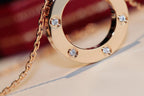 ¡®Star¡¯LOVE NECKLACE 16MM 6 DIAMONDS PINK GOLD