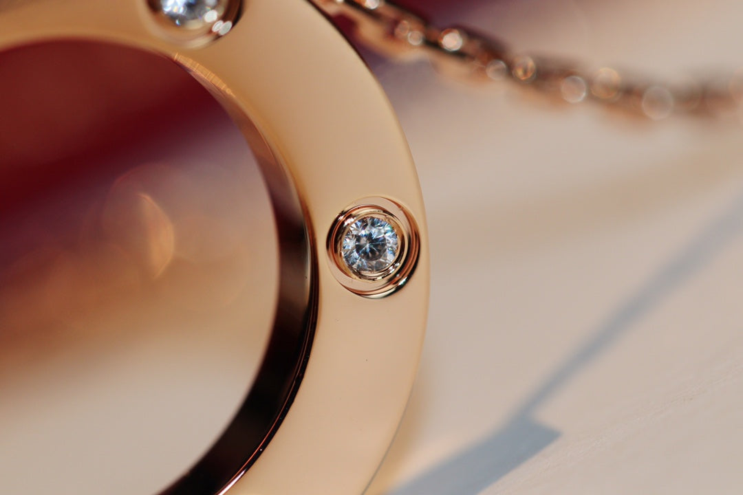 ¡®Star¡¯LOVE NECKLACE 16MM 6 DIAMONDS PINK GOLD