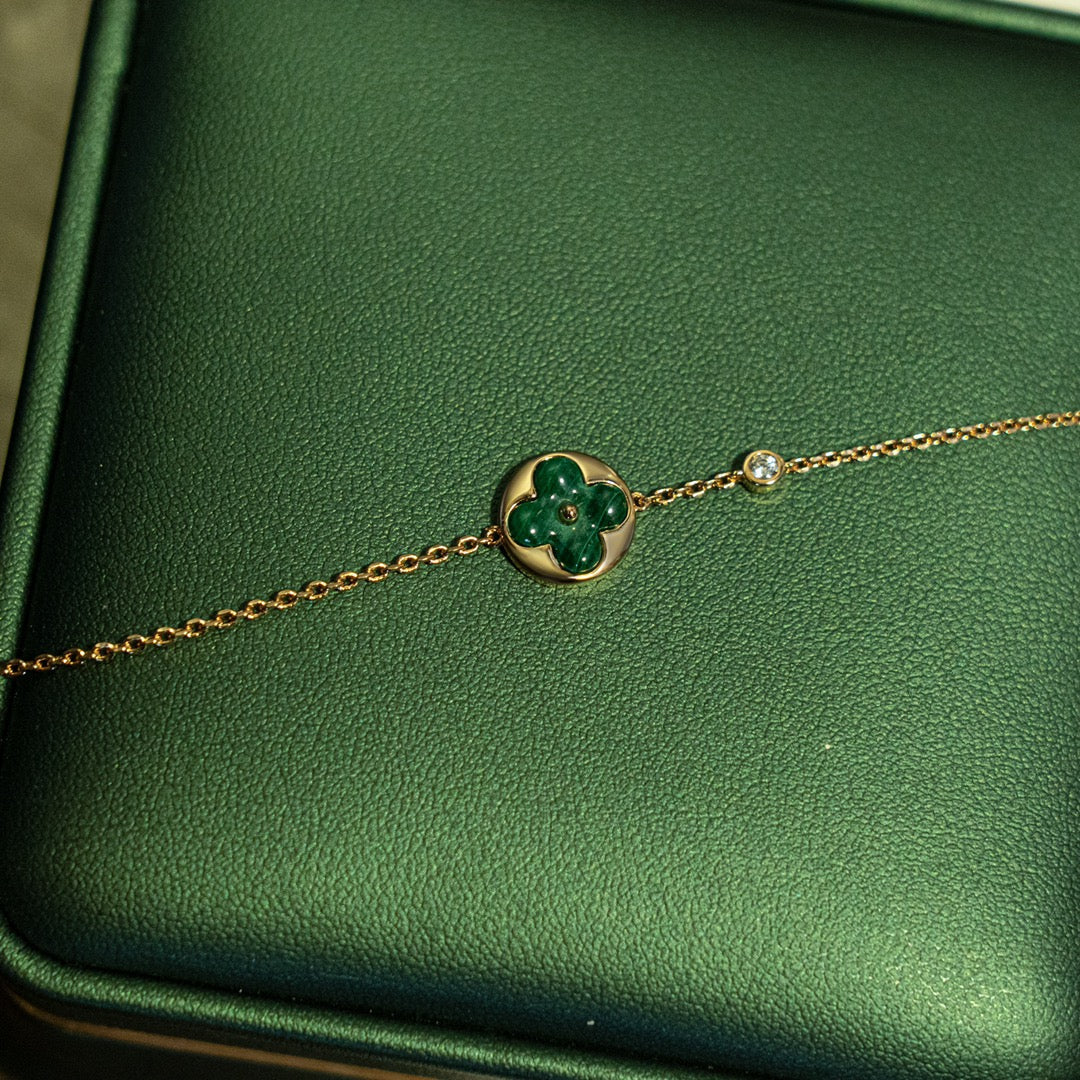 ¡®Star¡¯SUN MALACHITE 1 DIAMOND PINK GOLD BRACELET