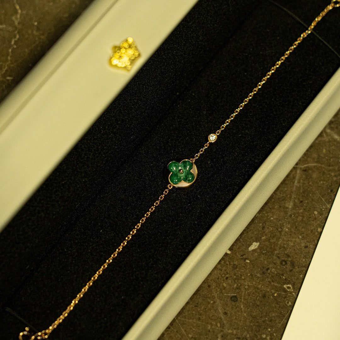 ¡®Star¡¯SUN MALACHITE 1 DIAMOND PINK GOLD BRACELET