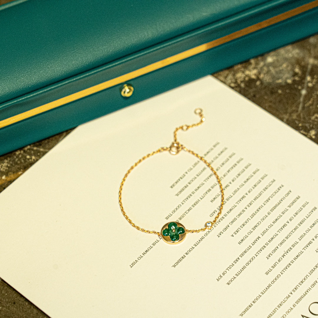 ¡®Star¡¯SUN MALACHITE 1 DIAMOND PINK GOLD BRACELET