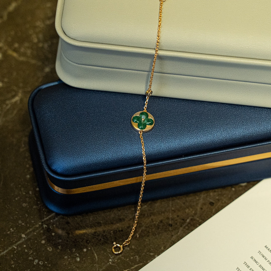¡®Star¡¯SUN MALACHITE 1 DIAMOND PINK GOLD BRACELET