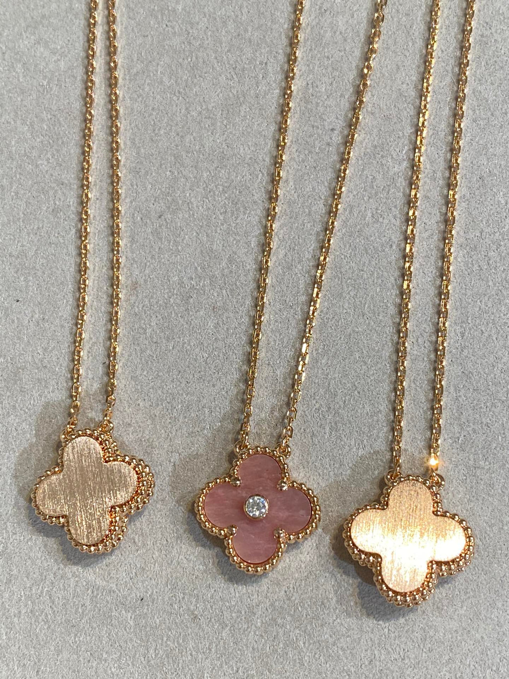 ¡®Star¡¯CLOVER 15MM DIAMOND RHODONITE NECKLACE