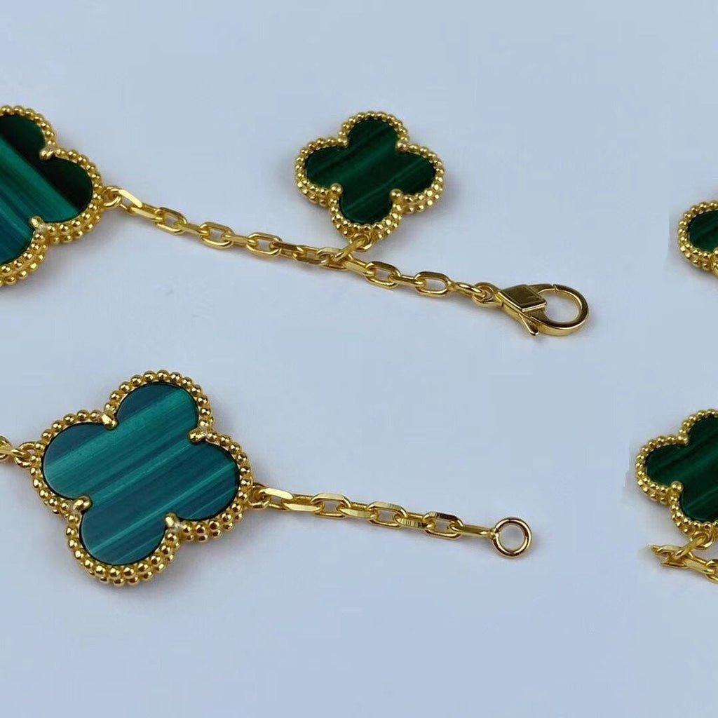 ¡®Star¡¯MAGIC CLOVER MALACHITE GOLD BRACELET 5 MOTIFS