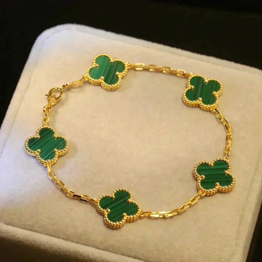 [Star]New  CLOVER 5 MOTIF MALACHITE BRACELET COLLECTION