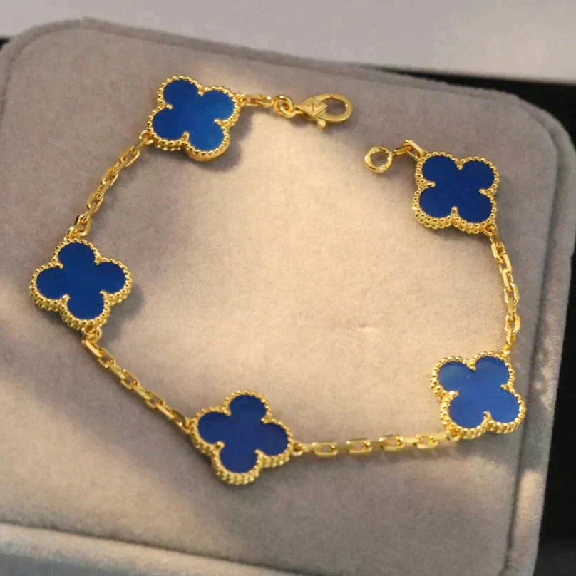 [Star]New CLOVER 5 MOTIF BLUE AGATE BRACELET COLLECTION