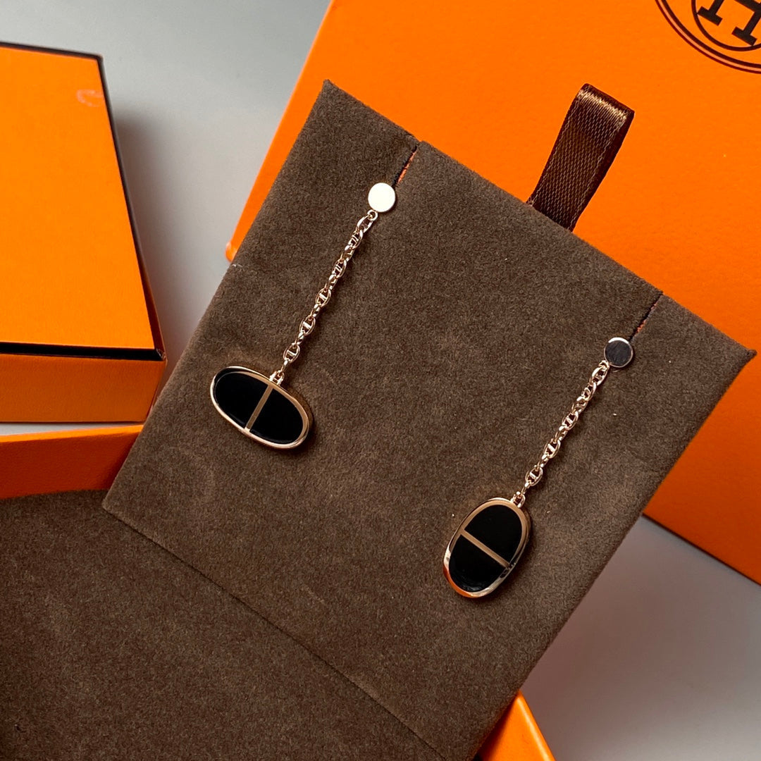¡®Star¡¯CHAINE VERSO BLACK CERAMIC EARRINGS
