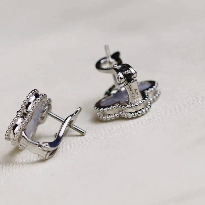 ¡®Star¡¯CLOVER MEDIUM 1 MOTIFS  WHITE MOP EARRINGS SILVER