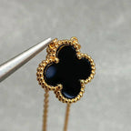 ¡®Star¡¯CLOVER 15MM BLACK ONYX SINGLE FLOWER NECKLACE