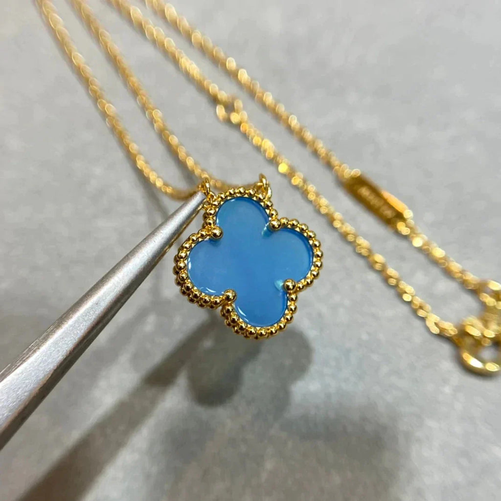 ¡®Star¡¯CLOVER 15MM BLUE AGATE NECKLACE