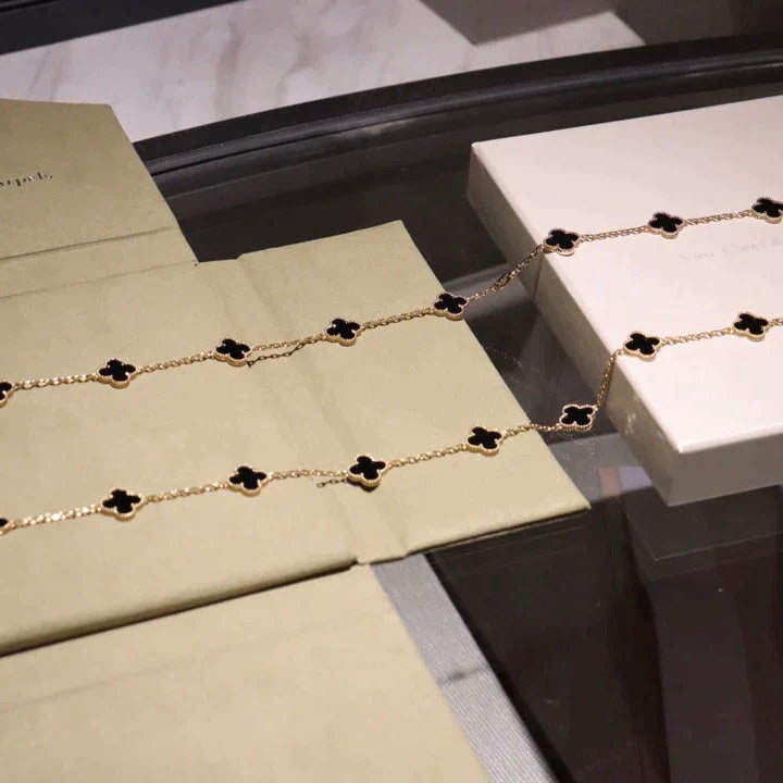 ¡®Star¡¯CLOVER 20 MOTIFS ONYX NECKLACE