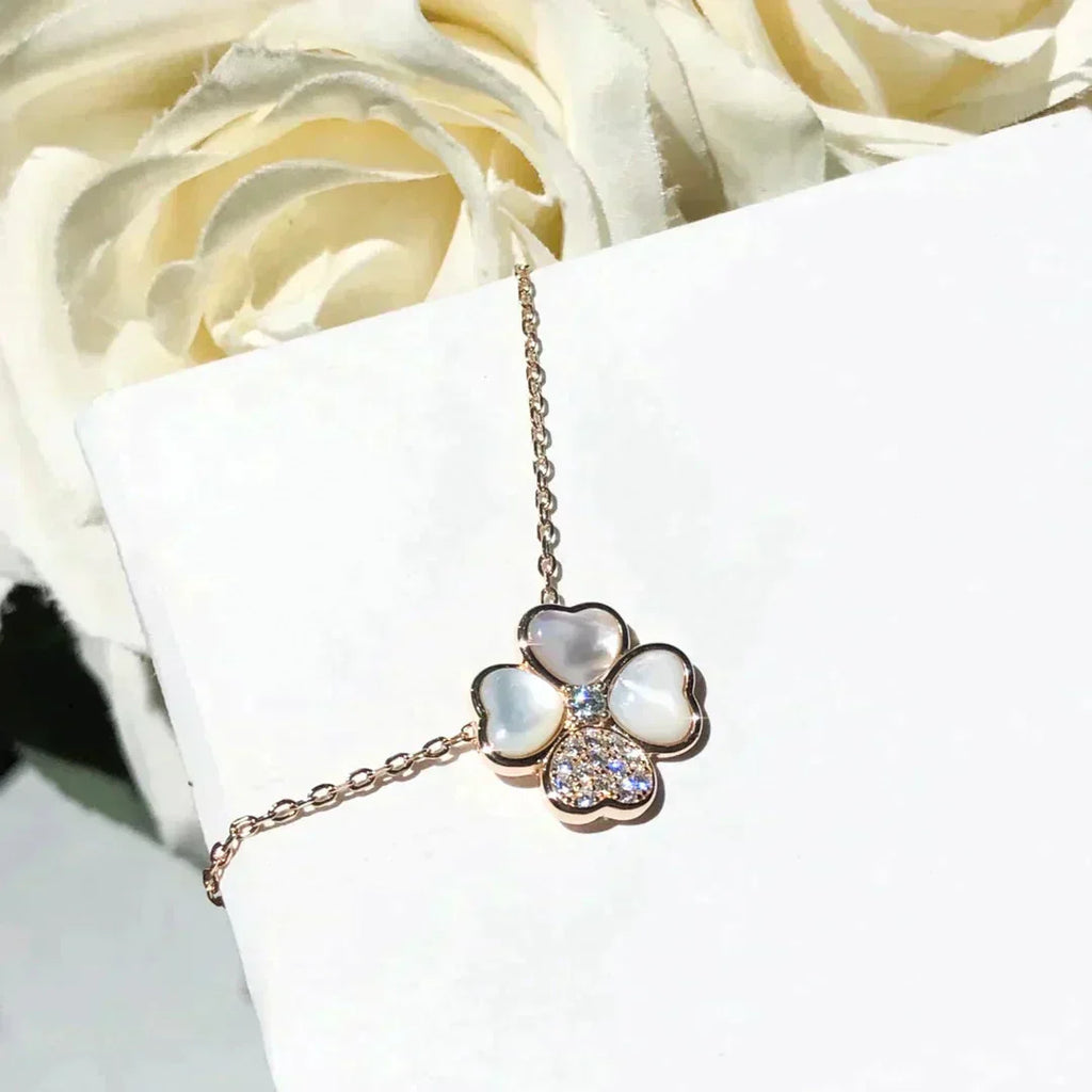 ¡®Star¡¯CLOVER MOP DIAMOND ROSE GOLD NECKLACE