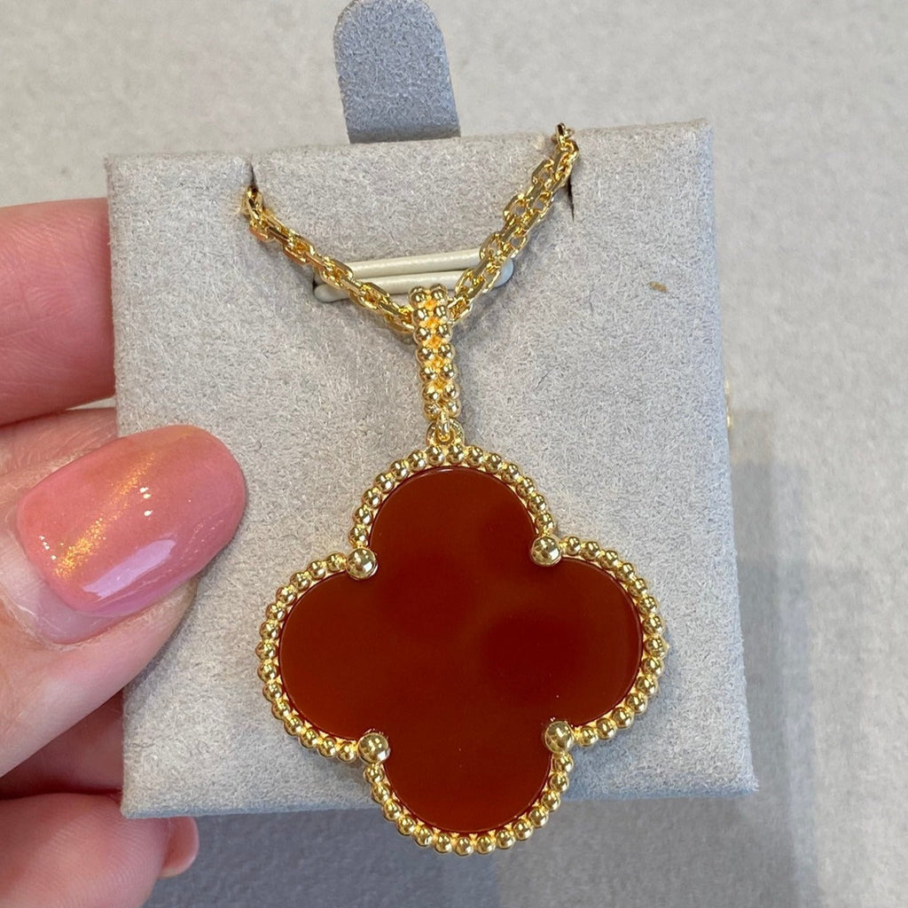 ¡®Star¡¯CLOVER 25MM NECKLACE GOLD CARNELIAN