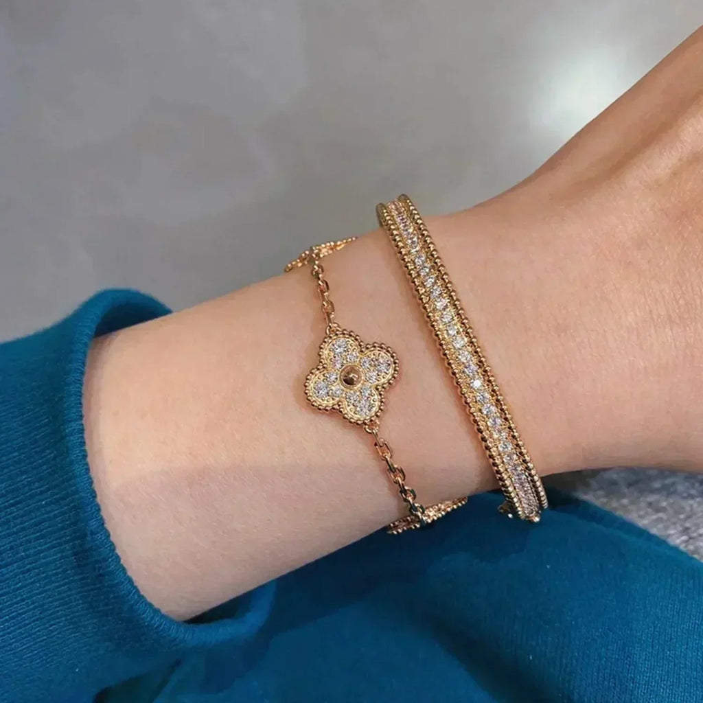 [Star] New  CLOVER 5 MOTIF FULL DIAMOND BRACELET COLLECTION