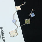¡®Star¡¯CLOVER BRACELET 5 MOTIFS MOP CHALCEDONY SILVER