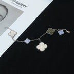 ¡®Star¡¯CLOVER BRACELET 5 MOTIFS MOP CHALCEDONY SILVER